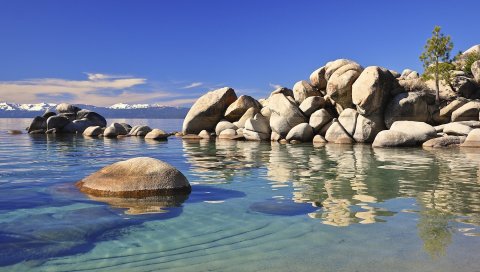 Камни, дно, вода, прозрачный, защищенный, песок