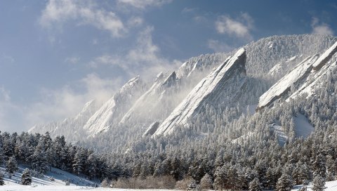 Камни, плиты, острый, зимний, деревянный