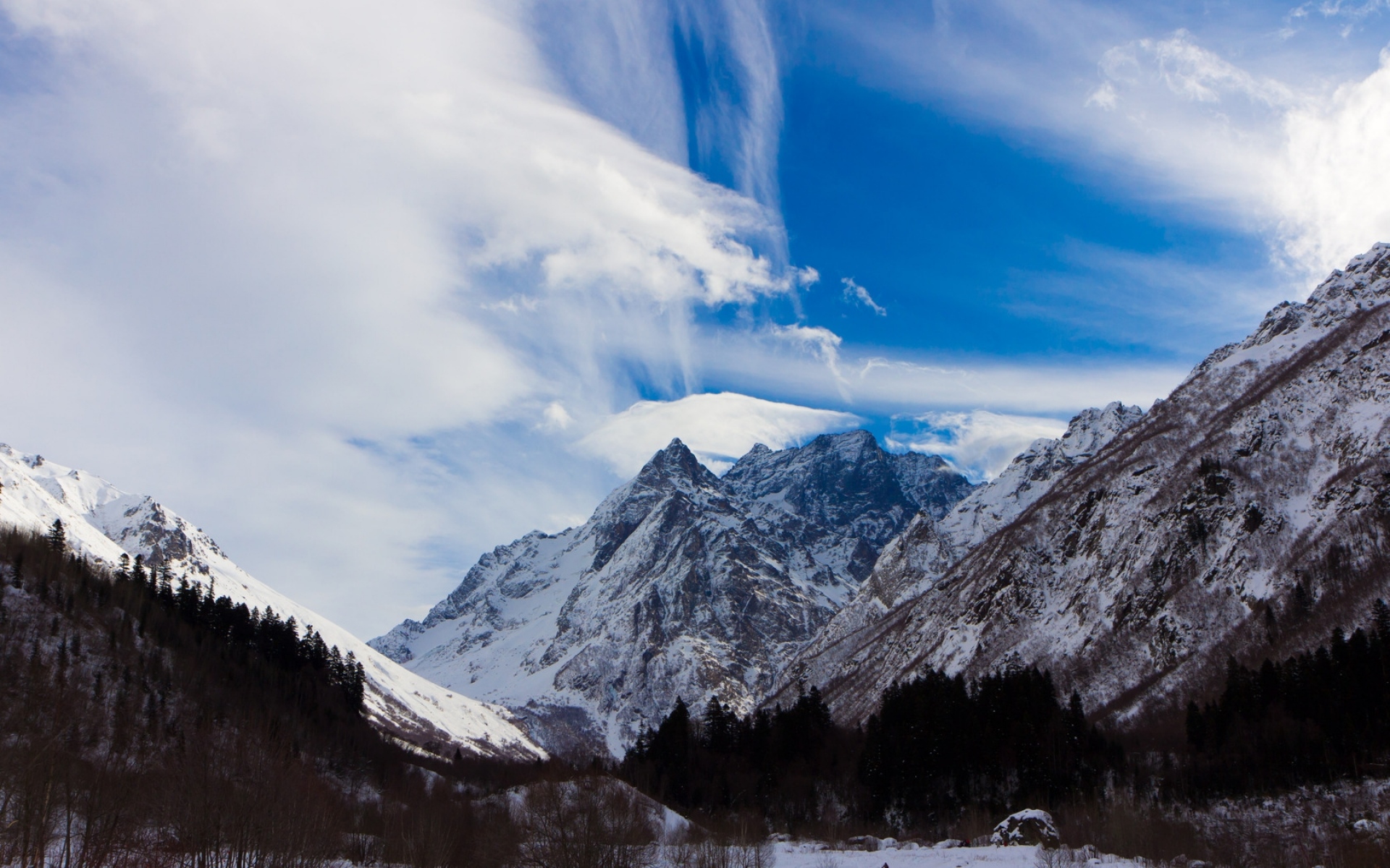 Картинки Горы, Кавказ, снег, домбай, вершина, пик, высота, небо фото и обои на рабочий стол