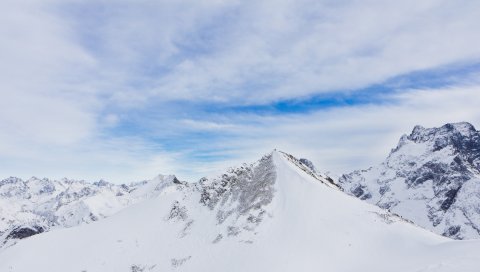 Горы, Кавказ, снег, домбай, вершина, пик, высота