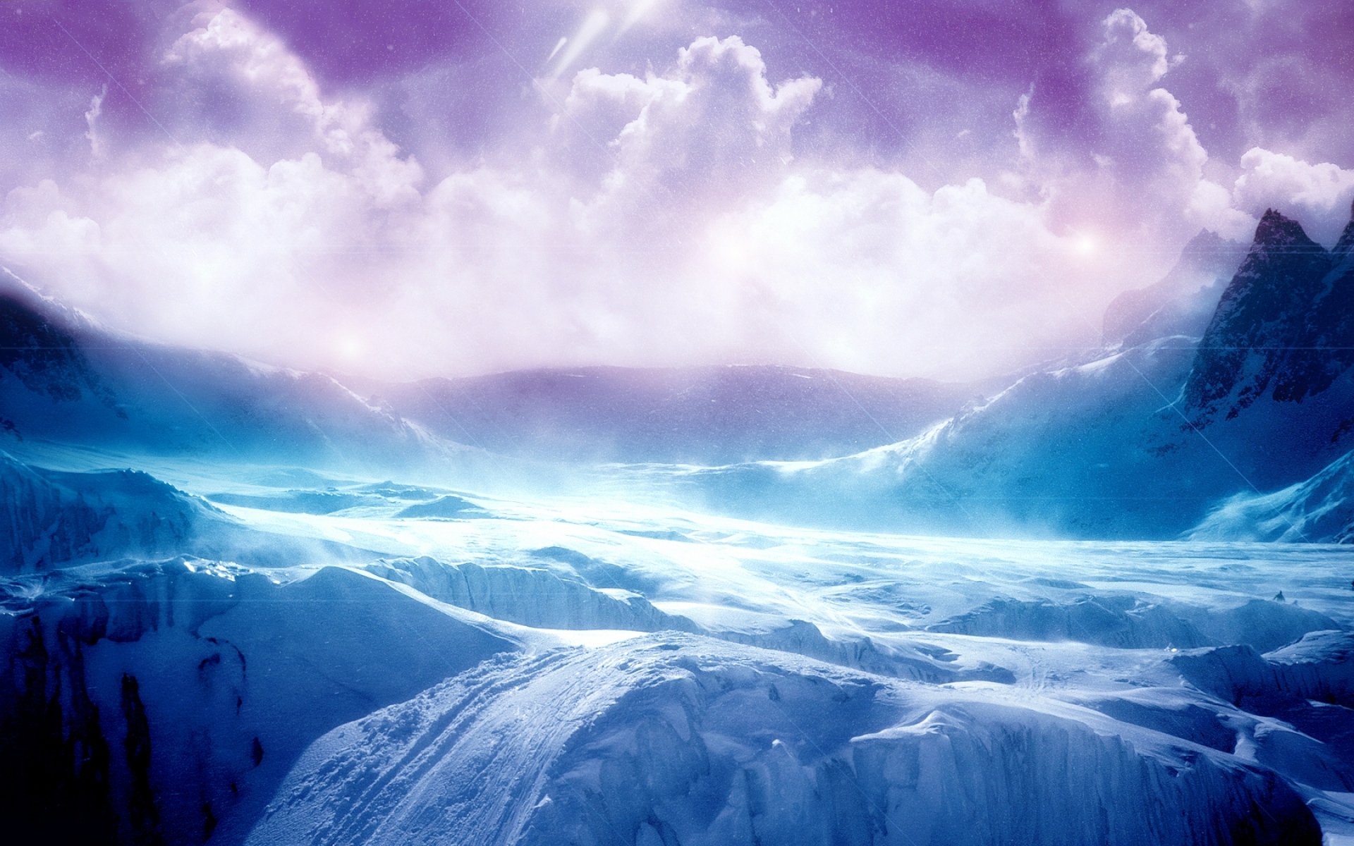Картинки Пейзаж, горы, снег, зима, цвета, облака фото и обои на рабочий стол