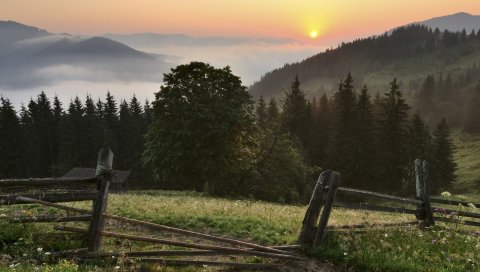 Защита, вечер, горы, карпаты, спад