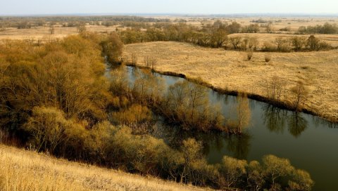 Река, поля, осень, россия, день