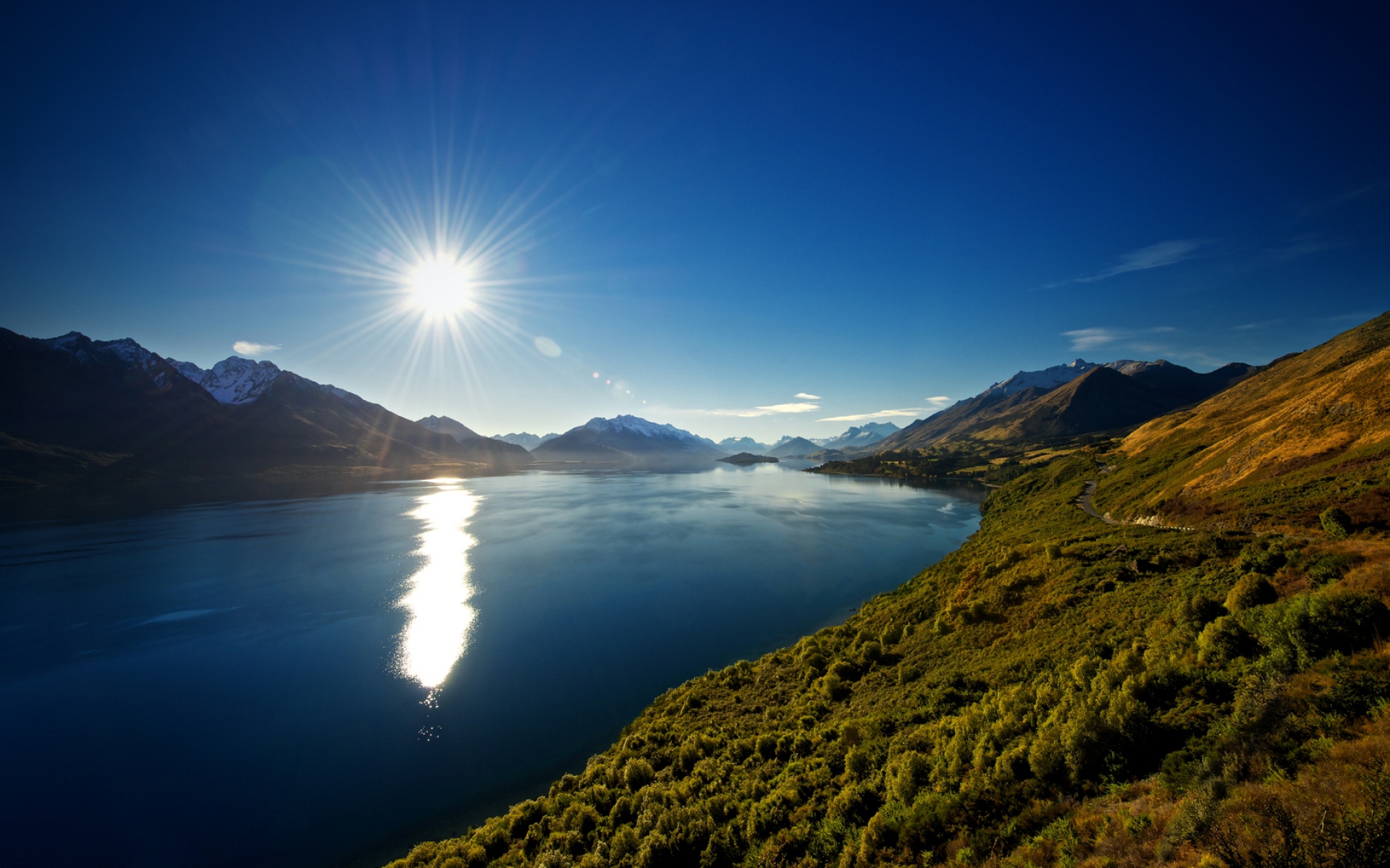 Картинки Солнце, свет, день, озеро, новая зеландия фото и обои на рабочий стол