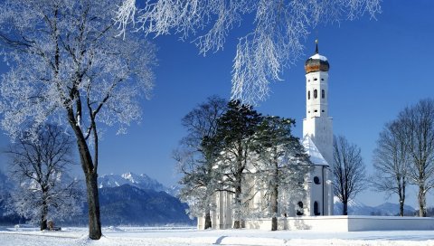 Церковь, храм, зима, чистота
