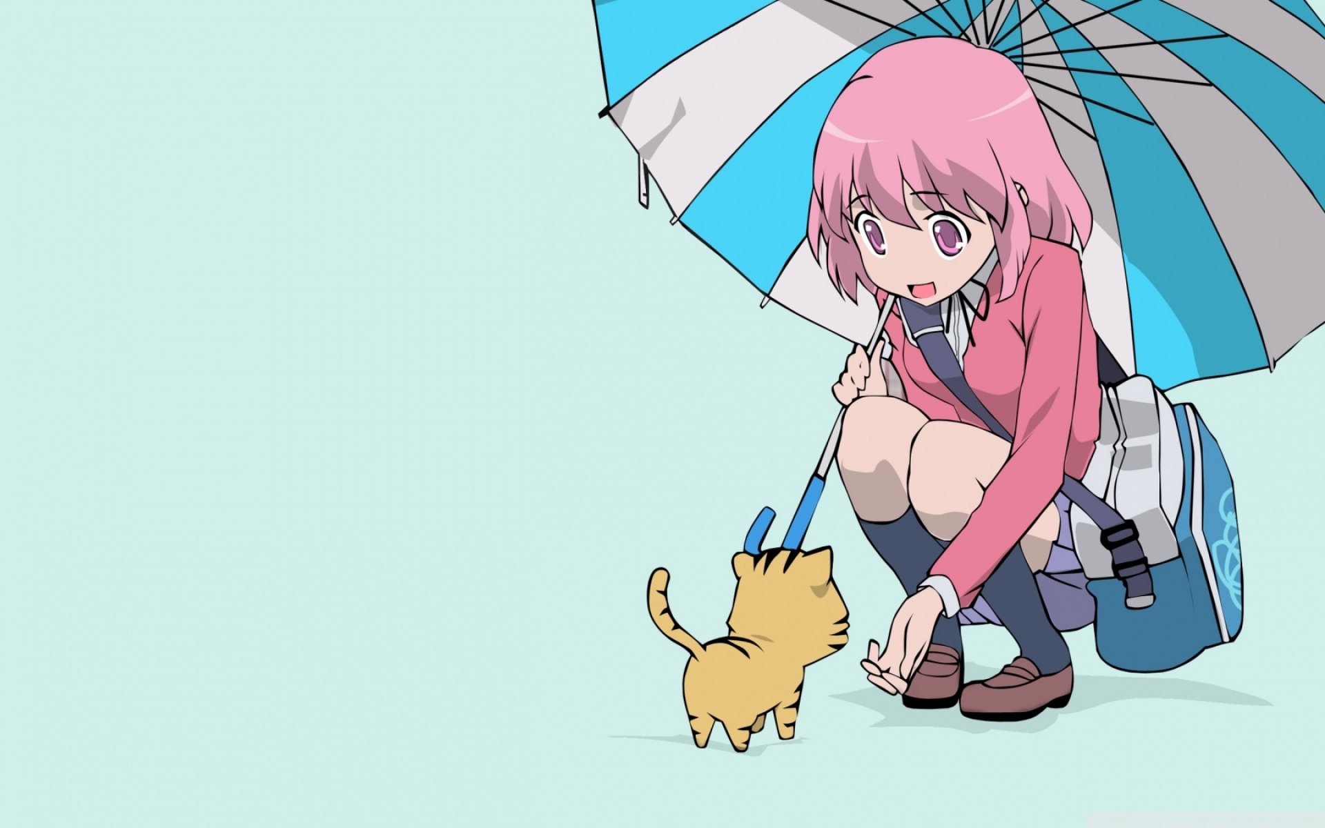 Картинки Toradora kushieda minori, девушка, кошка, зонтик фото и обои на рабочий стол