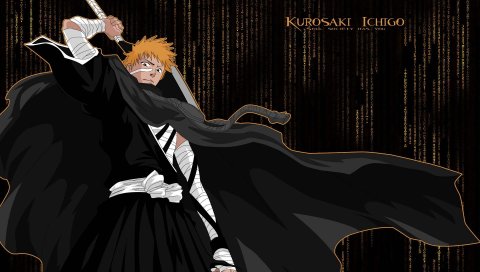 Ichigo kurosaki, парень, кимоно, меч