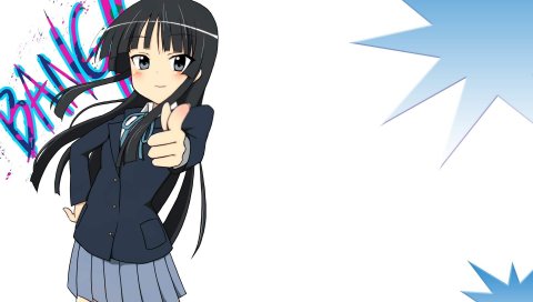 Mio thumbs up, девушка, брюнетка, румянец, палец, взрыв