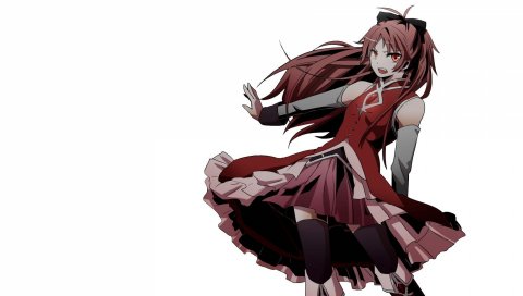 Kyouko sakura, девушка, платье, чулки, жест