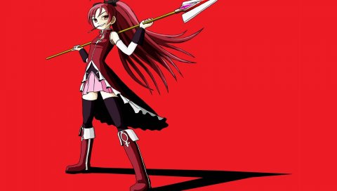 Kyouko sakura, девушка, улыбка, стрела, тень