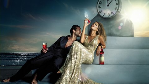 Campari, eva mendes, мальчик, девушка, платье, наслаждение