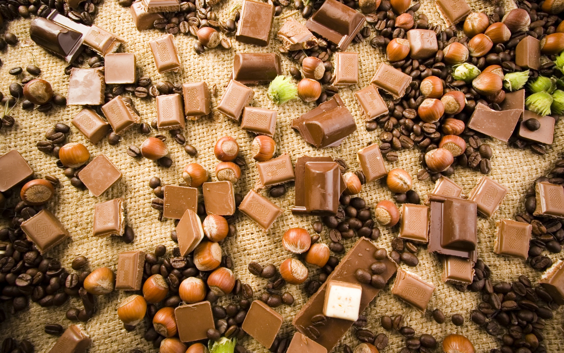 Картинки Шоколад, орехи, зерно, кофе, плитка, дерево фото и обои на рабочий стол