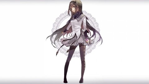 Akemi homura, девушка, брюнетка, ветер, волосы