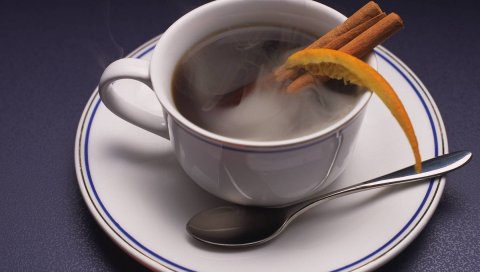 Чай, корицу, апельсин, сегмент