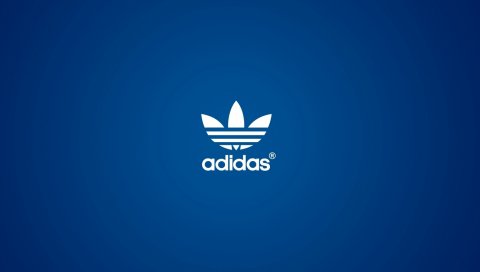 Adidas, логотип, синий фон
