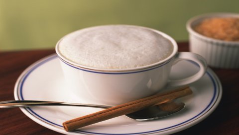 Чашка, капучино, кофе, кожа, корица, палочка