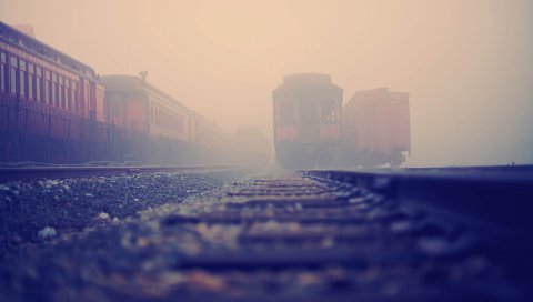 Железная дорога, рельсы, туман