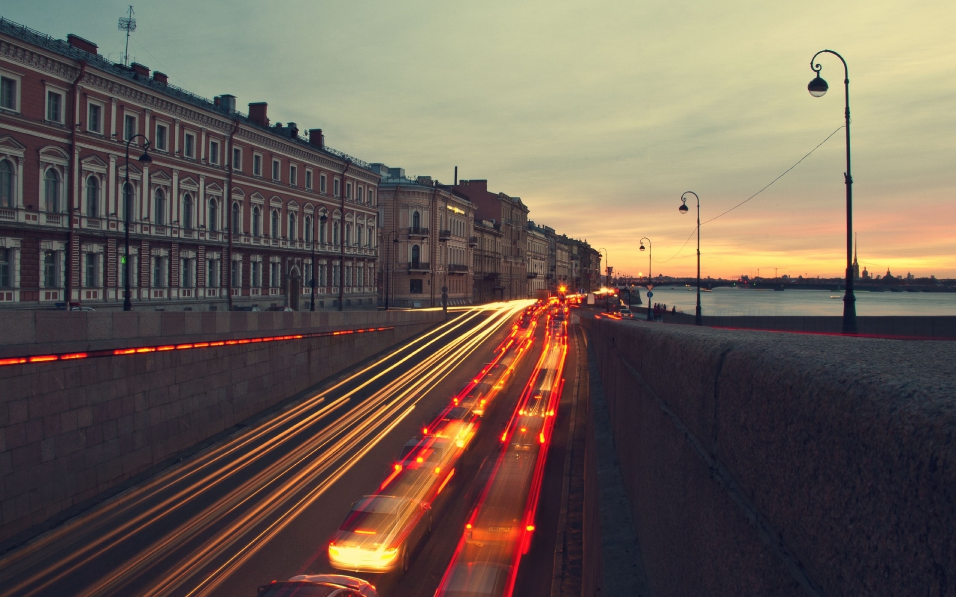 Картинки Здание, ночь, река, мост, город, улица фото и обои на рабочий стол