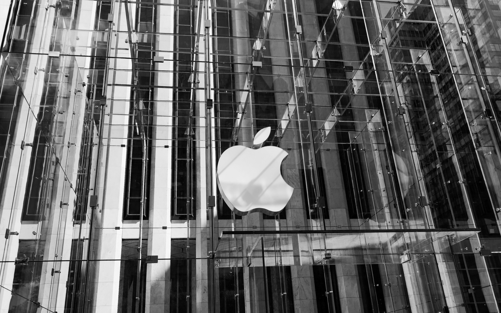 Картинки Яблоко, mac, бренд, логотип, здание, стекло, город, фирма фото и обои на рабочий стол