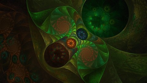 Фрактал, линия, узор, свет, яркий
