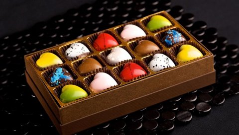 Шоколад, конфеты, ассорти, коробка, подарок