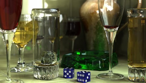 Бокалы, куб, стиль, красочные, стекло