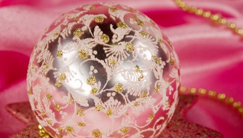 Рождественские игрушки, мяч, поверхность, звезда, блестки, украшения