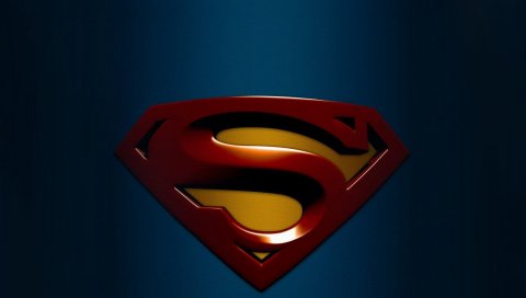 Супермен, синий, фон, логотип