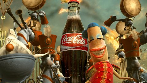 Кока-кола, мультфильмы, бренд, бутылка