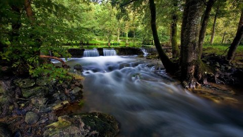 Заповедник, парк, река, водопад, деревья