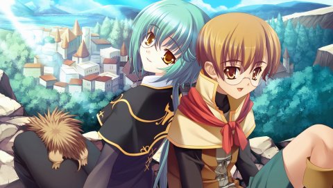 Boku no te no naka no rakuen, девушки, очки, улыбка,