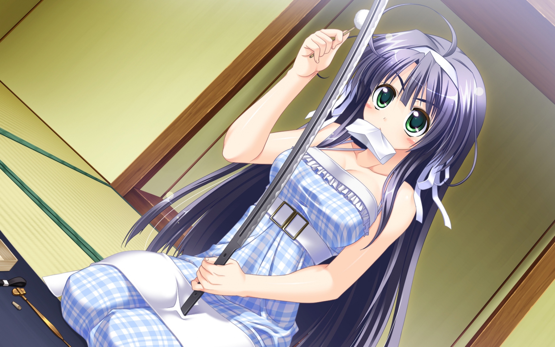 Картинки Игра cg, kazaori yukina, девушка, брюнетка, катана фото и обои на рабочий стол