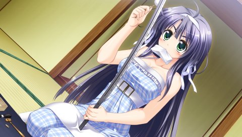 Игра cg, kazaori yukina, девушка, брюнетка, катана