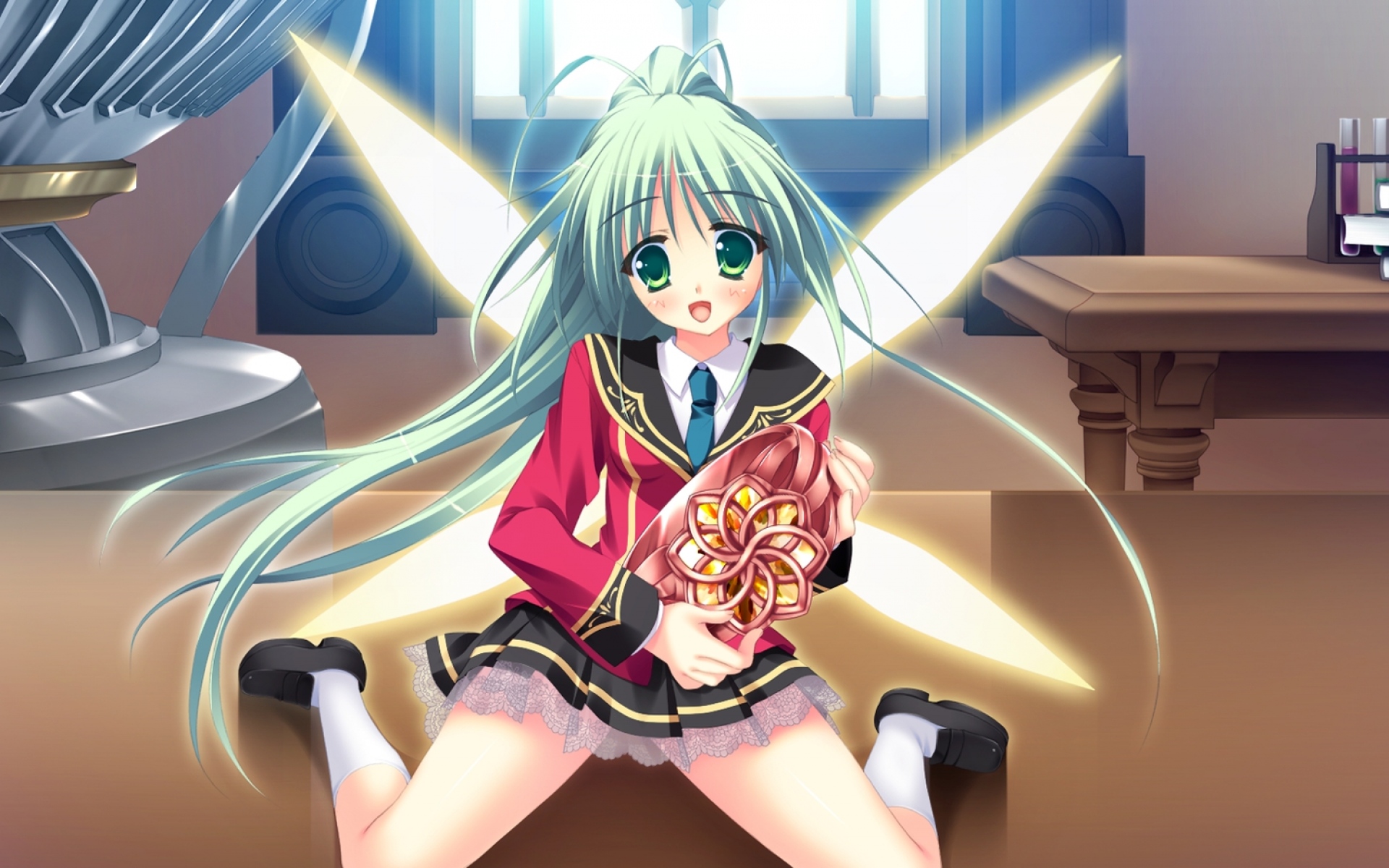 Картинки Игра cg, hinamatsuri touko, девушка, крылья, радость фото и обои на рабочий стол
