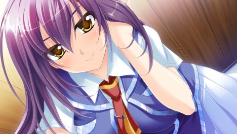 Игра cg, kanna, koisuru koto to mitsuketari, девушка, румянец, галстук