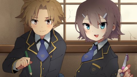 Бака, чтобы испытать на shoukanjuu, девочки, карандаши, школы, книги