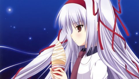 11eyes, momono shiori, девушка, мороженое, космос