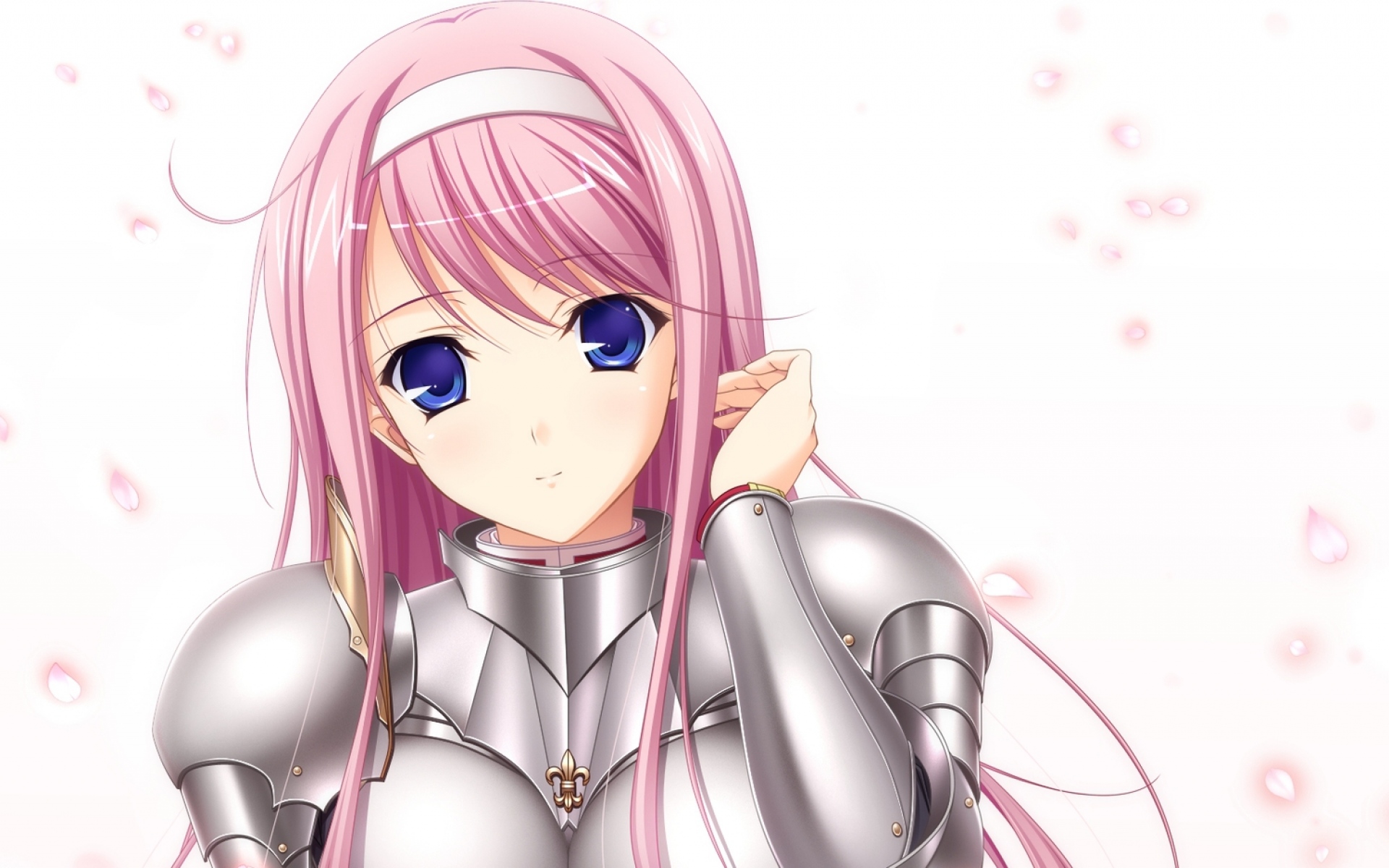 Картинки Gamecg, headband, kisaki mio, komori, девушка, розовые волосы, голубые глаза, доспехи фото и обои на рабочий стол