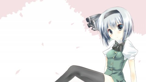 Ibukitouka konpaku youmu, девушка, чулки, поза