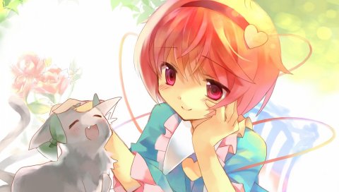 Jin rikuri, kaenbyou rin, komeiji, девушка, милый, улыбка,