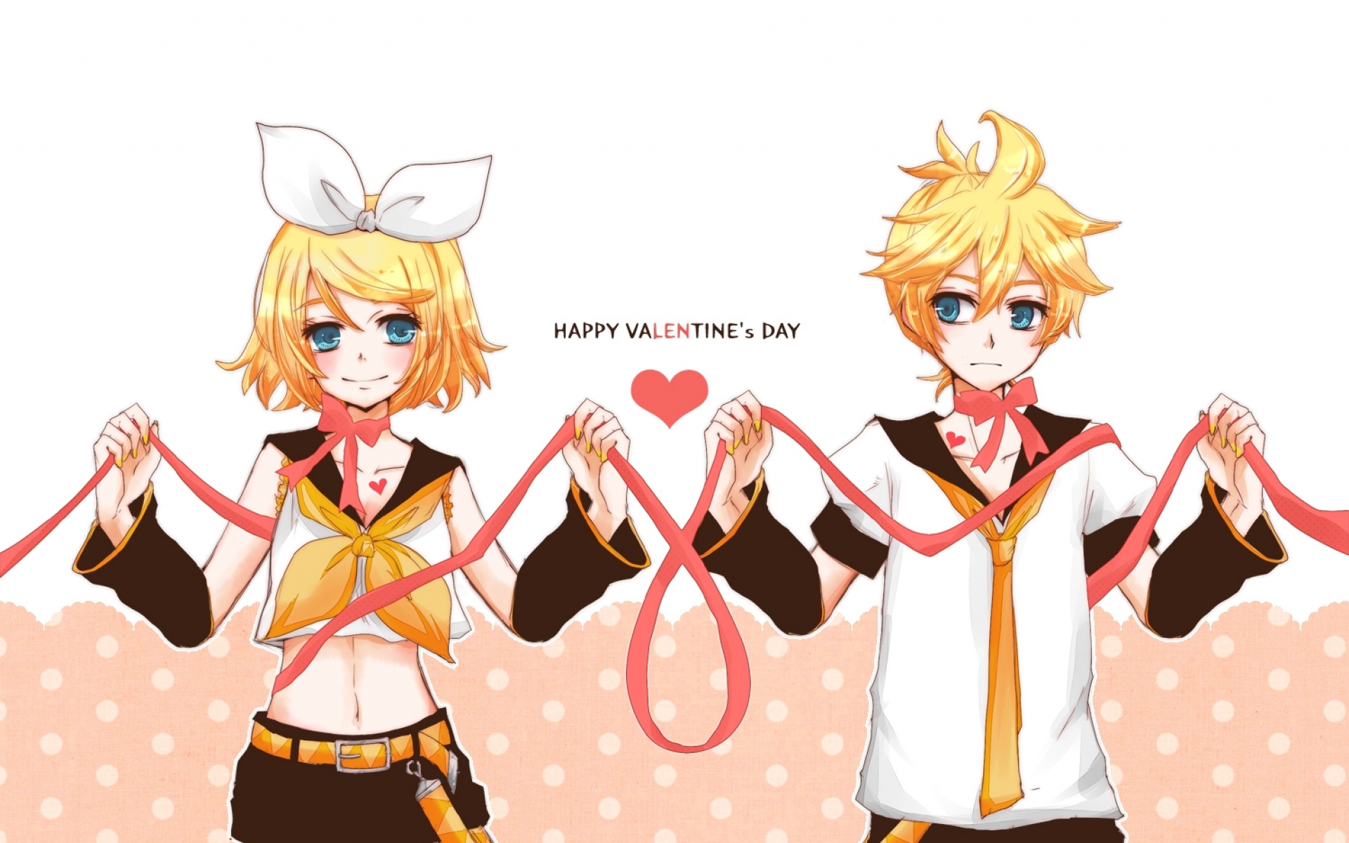 Картинки Kagamine len, kagamine rin, мальчик, девушка, лента фото и обои на рабочий стол