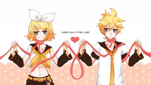 Kagamine len, kagamine rin, мальчик, девушка, лента