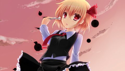 Fujieda uzuki, девушка, блондин, красные глаза,