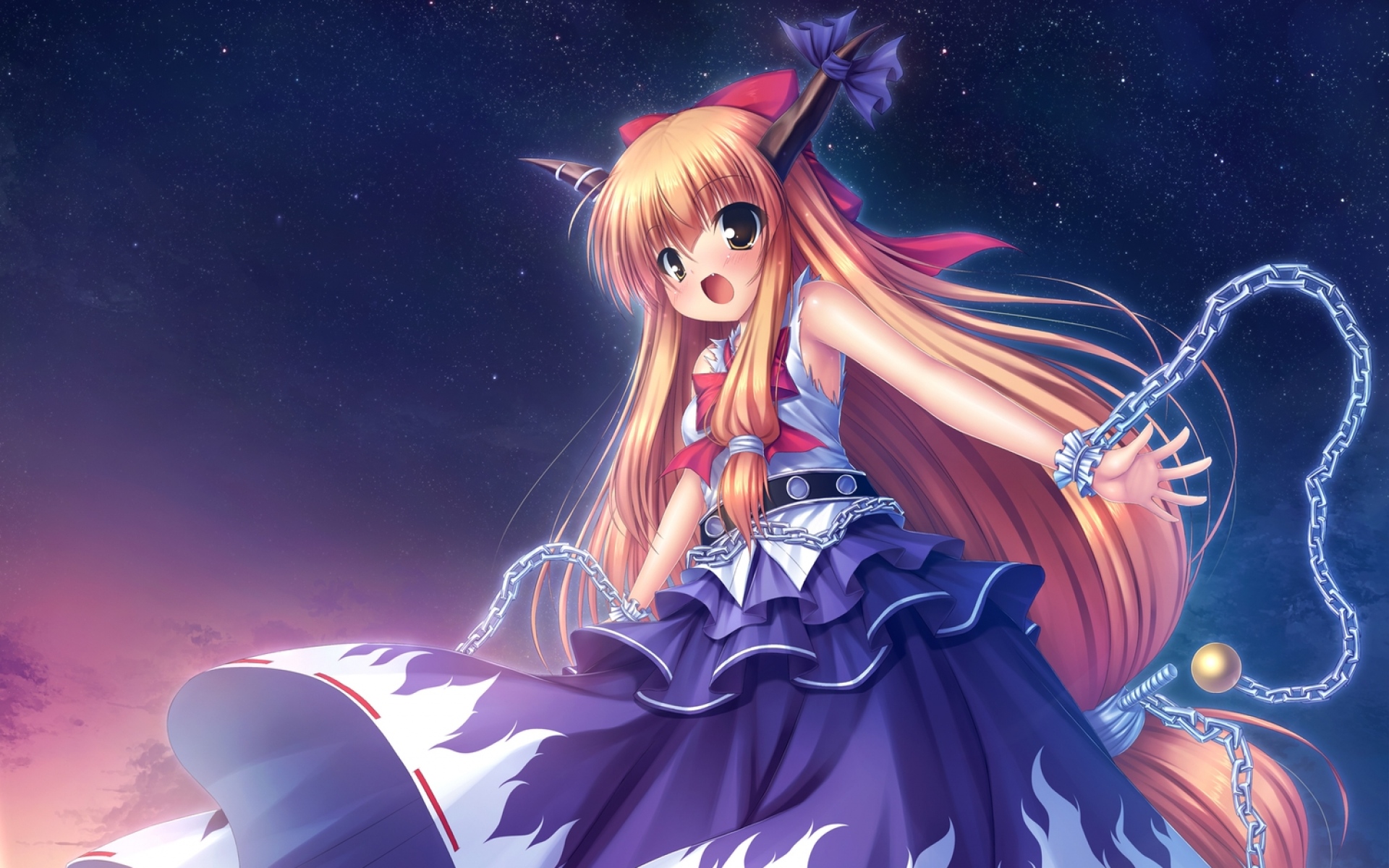 Картинки Ibuki suika, девушка, платье, цепочки фото и обои на рабочий стол