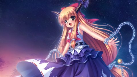 Ibuki suika, девушка, платье, цепочки