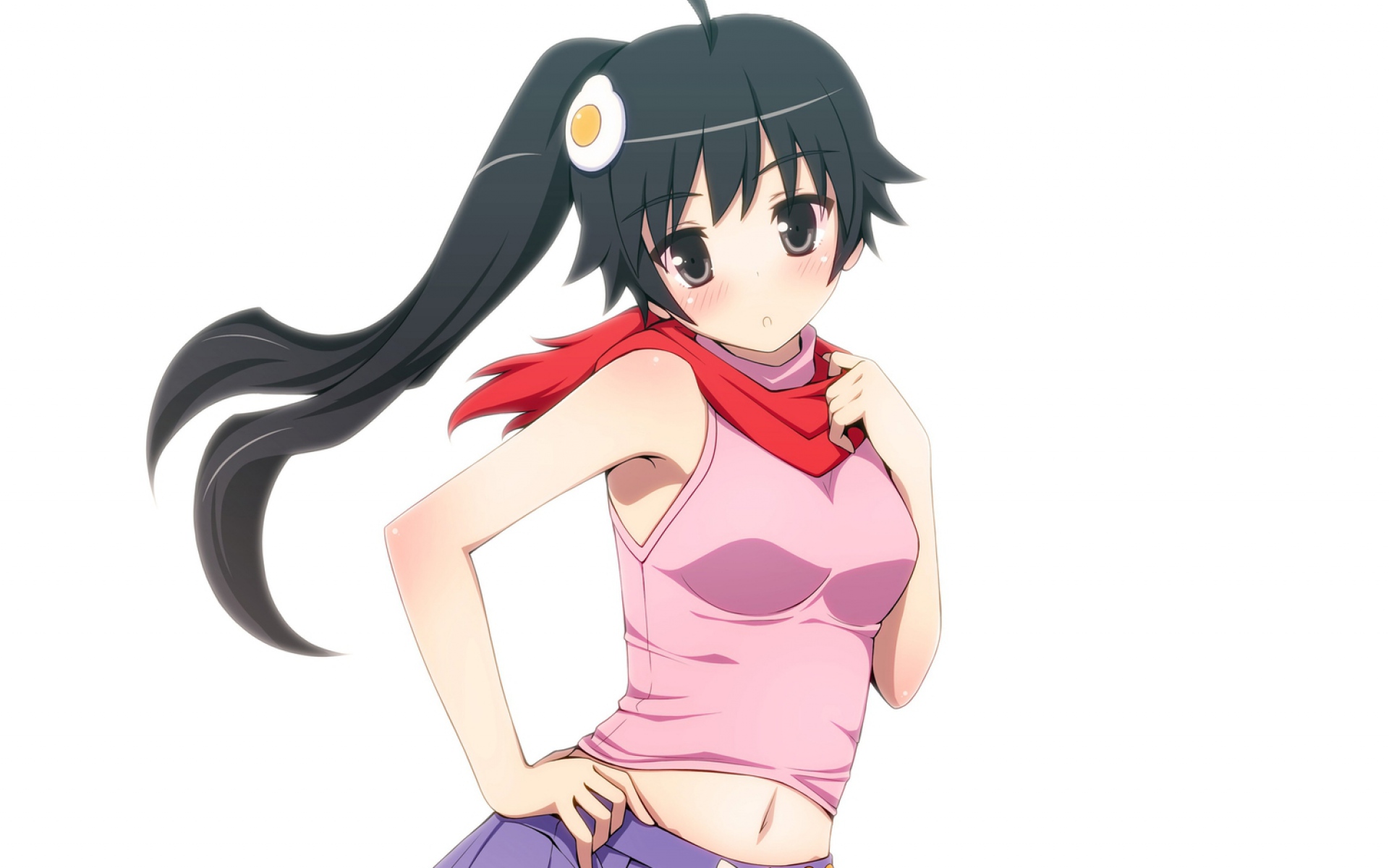 Картинки Araragi karen, bakemonogatari, девушка, брюнетка, осанка, юбка, румянец фото и обои на рабочий стол