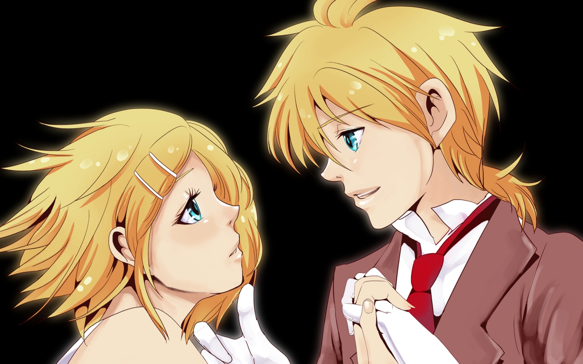 Картинки Kagamine len, мальчик, девушка, трогательно, нежно фото и обои на рабочий стол