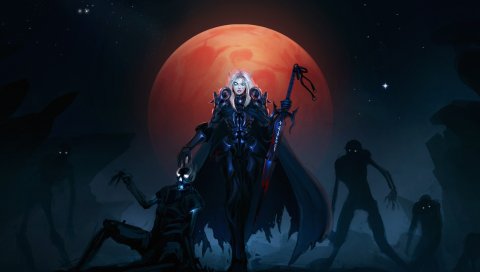 Warcraft, девушка, луна, воин, меч, ничего себе, мир warcraft