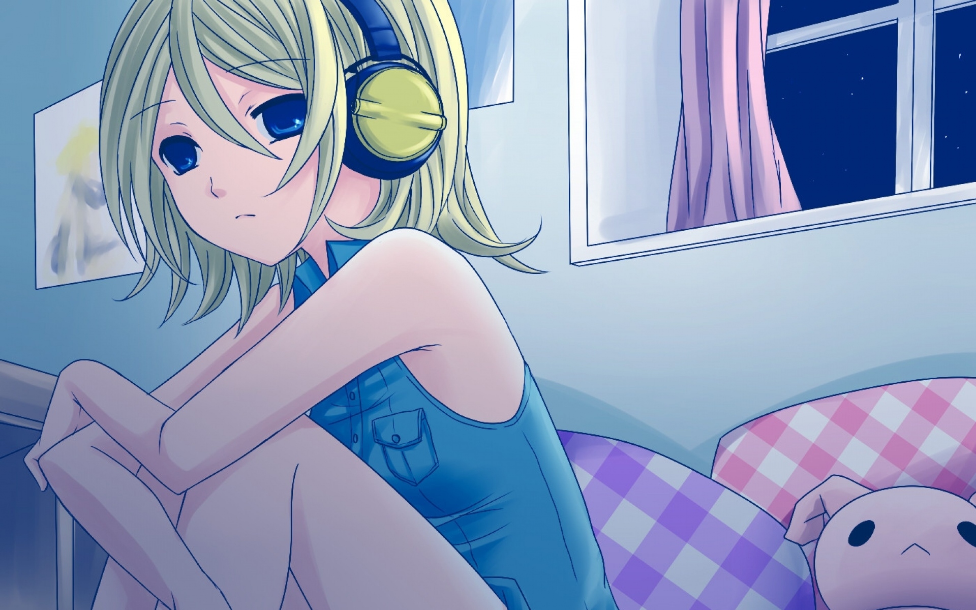Картинки Kagamine rin, вокалоид, yayoi, девушка, наушники, фото и обои на рабочий стол