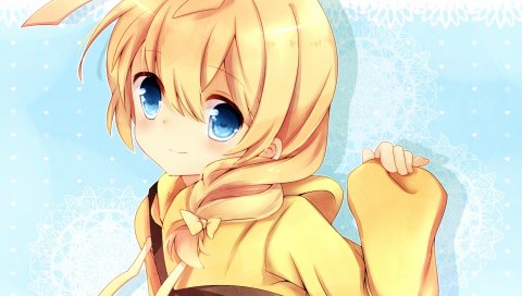 Haiyore nyaruko, девушка, блондинка, улыбка, голубые глаза, румянец